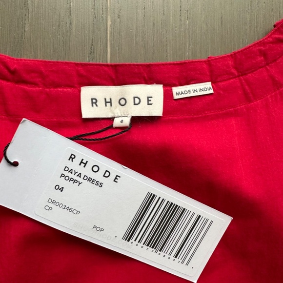 NWT Rhode Daya smocked red POPPY poplin cotton mini dress poppy puff sleeve 4 - Picture 3 of 6